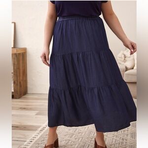 Laura Tiered Tencel Maxi Skirt Azure Blue